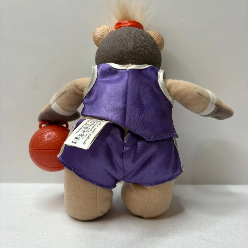 Vintage 1999 Mattel Bubba the Bear Basketball Plush Purple Jersey 82862 Arcotoys